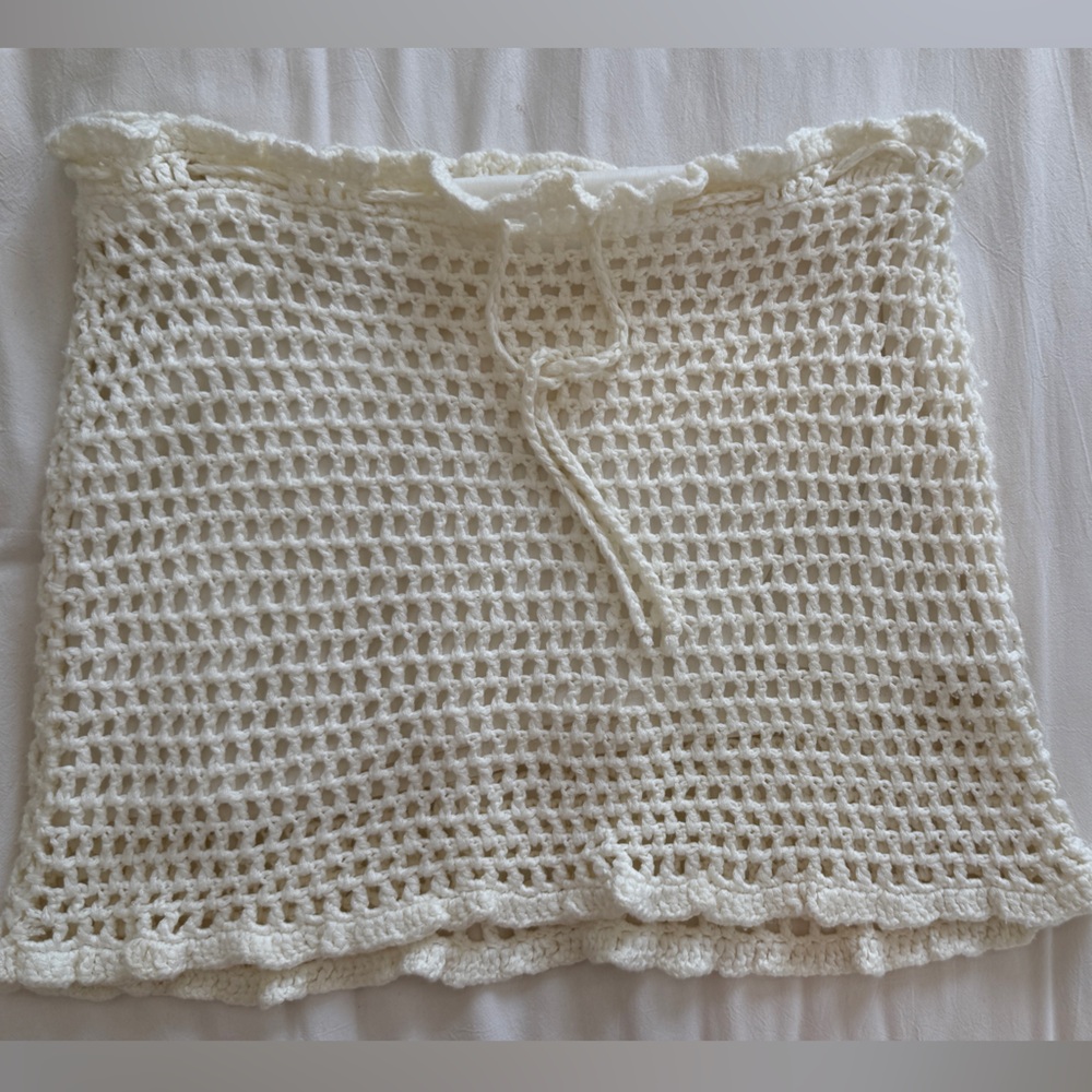 Tiger Mist Cream Crochet Mini Skirt